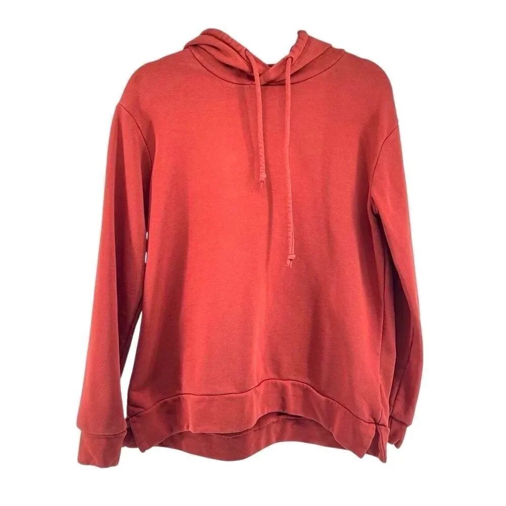 Chaser Women’s Oversized Pullover Hoodie Sweatshirt Small Rust Orange Cotton